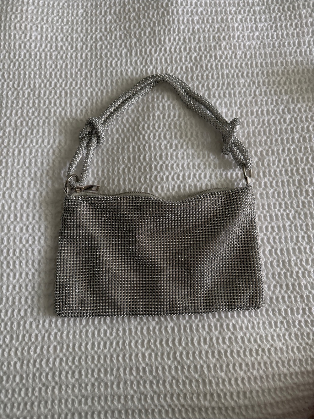 Silver Mesh Shoulder Bag - Elegant Evening Clutch
